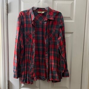 LL Bean plaid cotton shirt sz XL